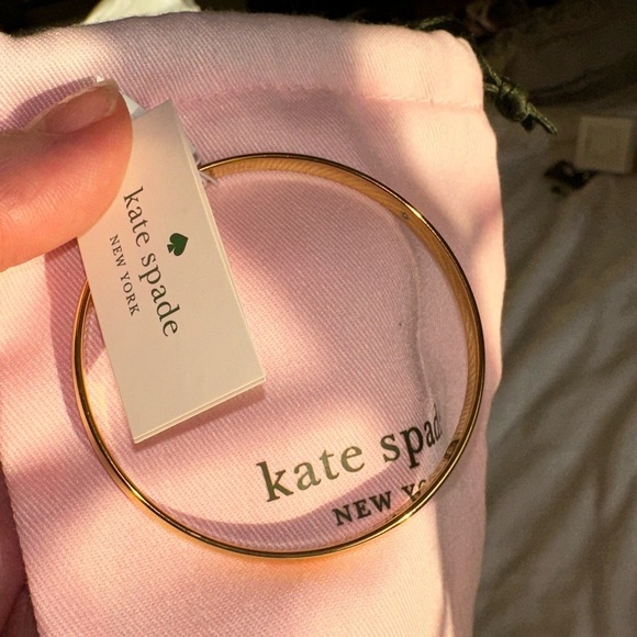 Kate Spade polished gold bangle bracelet engraved Forever and Ever - Picture 3 of 4
